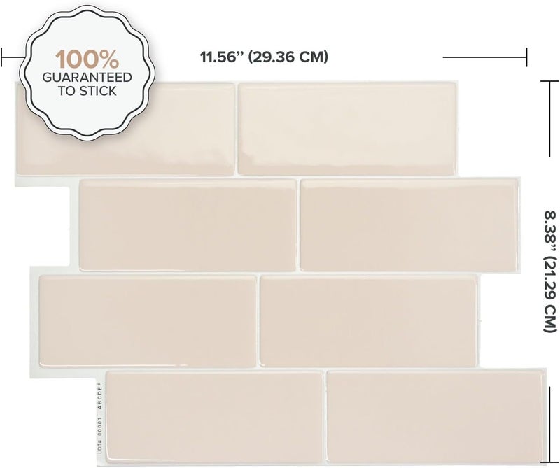 Smart Tiles بلاط خلفية قابل للتقشير واللصق - 5 أوراق بحجم 11.56" × 8.38" - بلاط خلفية لاصق ثلاثي الأبعاد للمطبخ، الحمام، بلاط الجدران - Image 3